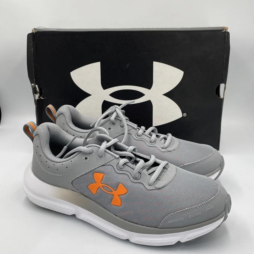 Under Armour UA Charged Assert 10 Shoes Gray / Orange Mens‎ Size 8 NEW